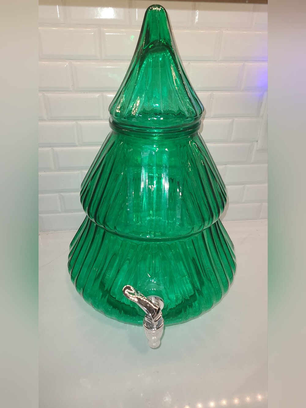 Holiday Time Green Christmas Tree Beverage Dispenser 18 Inch